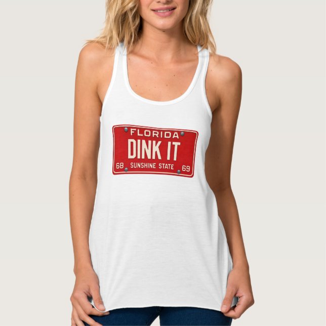 Camiseta Con Tirantes Dink It Pickleball Fan | Retro FL License Plate (Anverso)