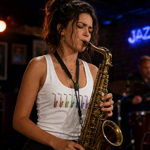 Camiseta Con Tirantes Diseño Colorido de Formación de Saxofones