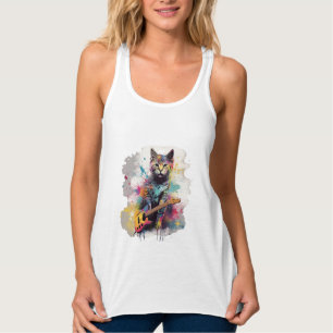 Camiseta Con Tirantes diseño de amante del gato rockstar