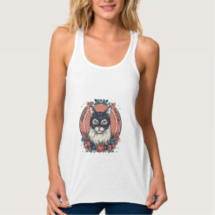 Camiseta Con Tirantes diseño de arte de amante de los gatos lindos