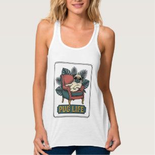 Camiseta Con Tirantes Diseño de gafas de sol para perro de vida de pug v