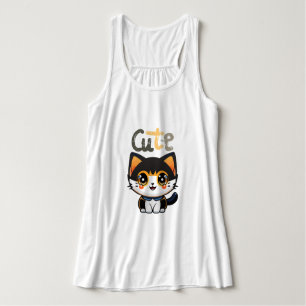 Camiseta Con Tirantes Diseño de gato negro lindo amantes de los gatos