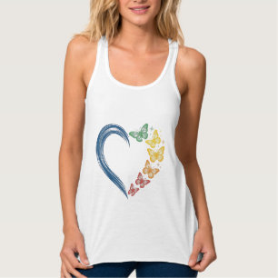 Camiseta Con Tirantes Diseño de grabado vintage de corazón de mariposa a