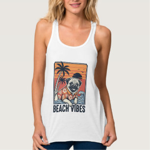 Camiseta Con Tirantes Diseño de grabado vintage pug de vibraciones de pl