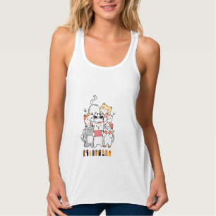 Camiseta Con Tirantes diseño de grupo de gatos