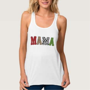Camiseta Con Tirantes Diseño de patrón de cuadros de Mama Christmas