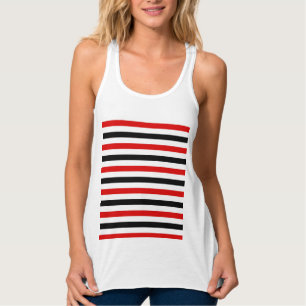 Camiseta Con Tirantes Diseño de rayas rojas, negras y blancas