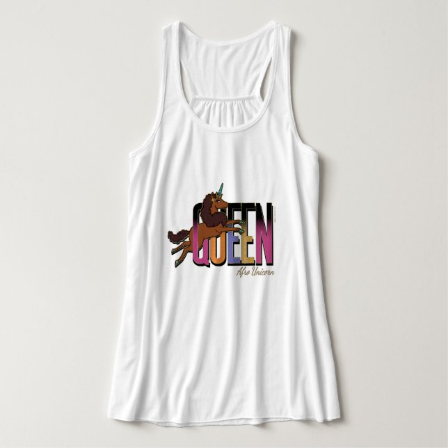 Camiseta Con Tirantes Diseño de Reina de Afro Unicornio (Diseño del anverso)