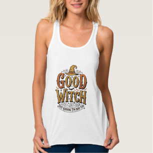 Camiseta Con Tirantes Diseño de tipografía de Halloween de bruja buena v