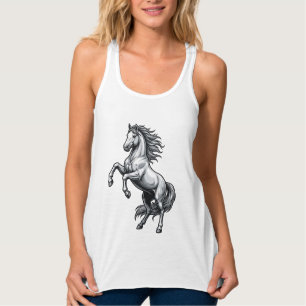 Camiseta Con Tirantes Diseño de vector de caballo encabritado de grabado