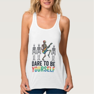 Camiseta Con Tirantes Diseño Vectorial de Esqueleto de Arcoíris Atrévete
