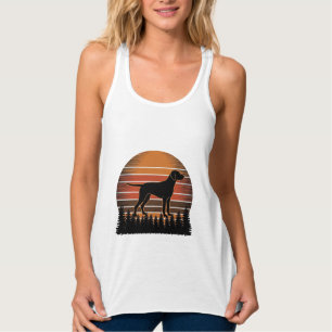 Camiseta Con Tirantes Diseño vectorial de perro de caza vintage atardece
