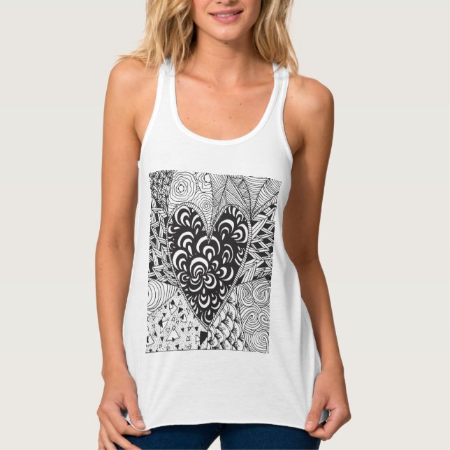 Camiseta Con Tirantes Doodle inspirado del corazón (Anverso)