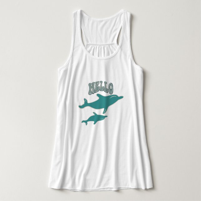 Camiseta Con Tirantes dos delfines nadan (Diseño del anverso)
