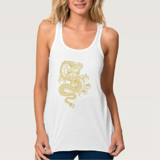 Camiseta Con Tirantes Dragón chino dorado