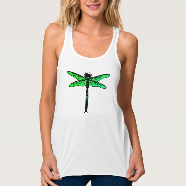 Camiseta Con Tirantes Dragonfly japonés vintage, verde esmeralda (Anverso)