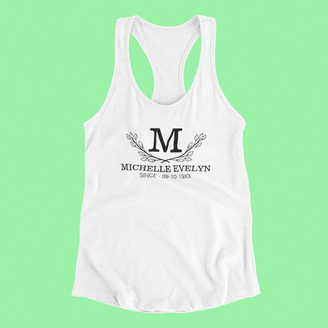 Camiseta Con Tirantes Edad De Monograma De Nombre Blanco Y Negro Persona (Subido por el creador)