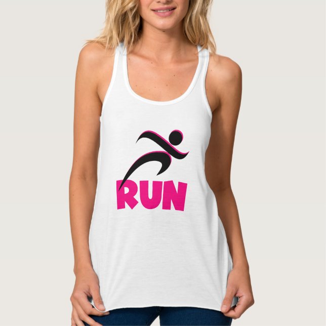Camiseta Con Tirantes Ejecutando el modo de fitness rosado (Anverso)