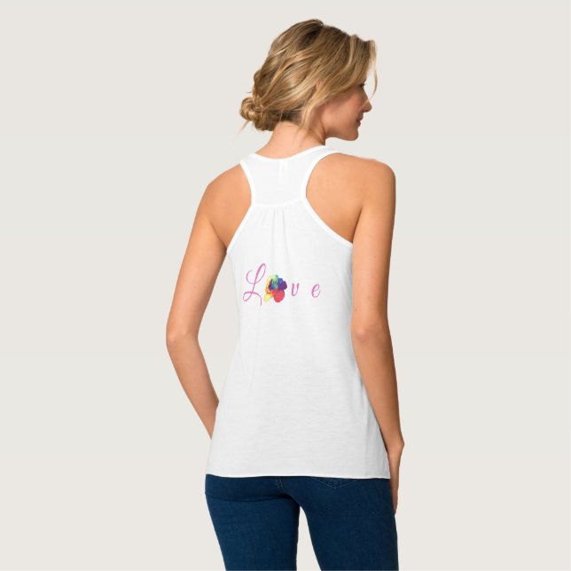 Camiseta Con Tirantes El amor florece con el arcoiris Rosa (Reverso completo)