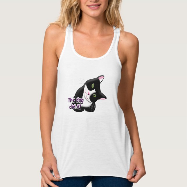 Camiseta Con Tirantes El perro lo hizo Cat (Anverso)
