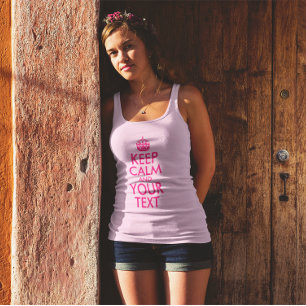 Camiseta Con Tirantes El rosa brillante mantiene la calma y el texto