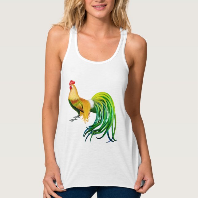 Camiseta Con Tirantes El tanque atado largo de Flowy Racerback del gallo (Anverso)