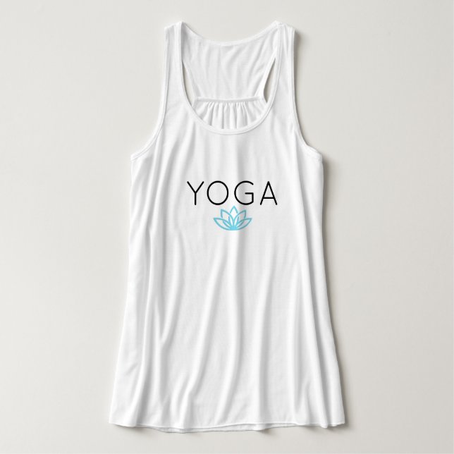 Camiseta Con Tirantes El tanque simple azul de Lotus de la yoga (Diseño del anverso)