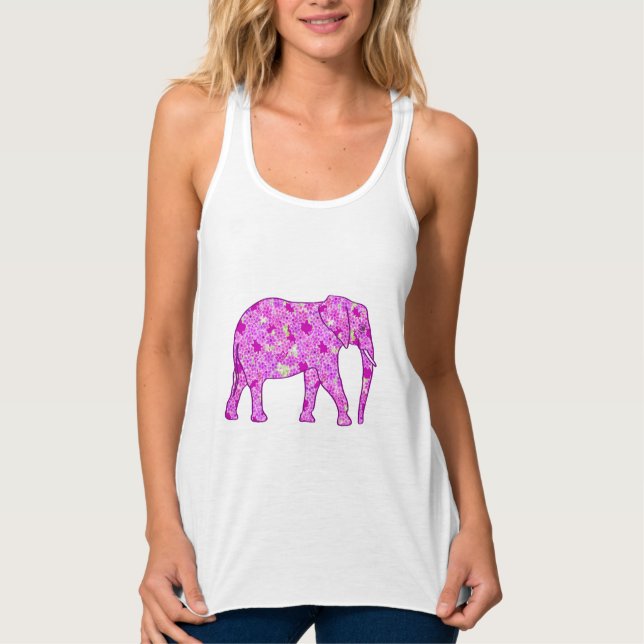 Camiseta Con Tirantes elefante de flores - orquídea y magenta (Anverso)