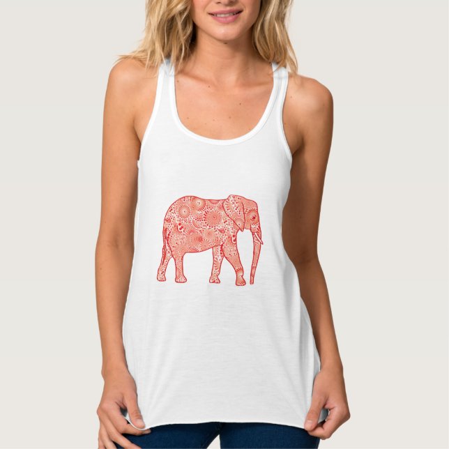 Camiseta Con Tirantes Elefante del remolino del fractal - naranja (Anverso)