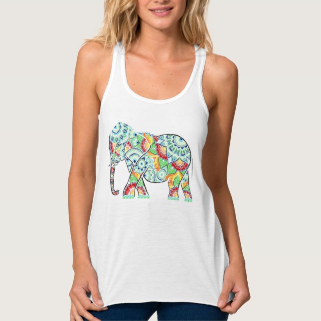 Camiseta Con Tirantes Elefante invertido coloreado (Anverso)
