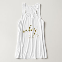 Camiseta Con Tirantes Elegante guion dorado "wifey", luna de miel