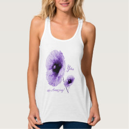 Camiseta Con Tirantes Elegante tanque femenino violeta floral arriba