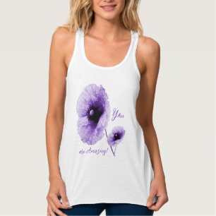 Camiseta Con Tirantes Elegante tanque femenino violeta floral arriba