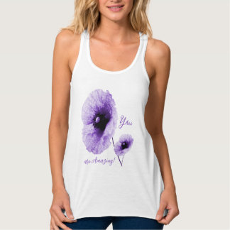 Camiseta Con Tirantes Elegante tanque femenino violeta floral arriba