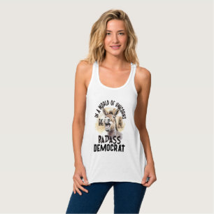 Camiseta Con Tirantes En un mundo de Unicornios, sé demócrata demócrata