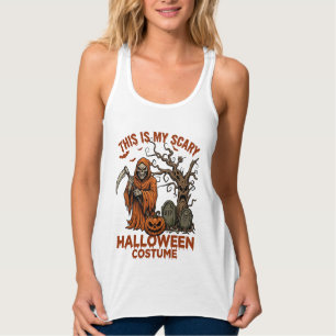 Camiseta Con Tirantes Es Disfraz de Halloween Espantoso Naranja Reaper P