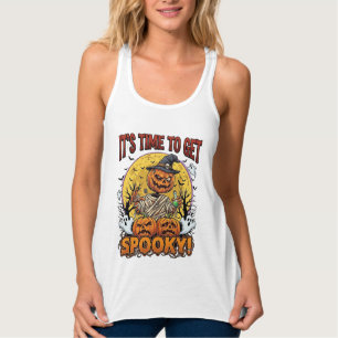 Camiseta Con Tirantes Es Hora de Halloween Espeluznante Calabaza Momia F
