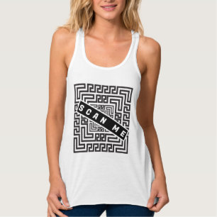 CAMISETA CON TIRANTES ESCALAR ME QR CÓDIGO BODA ROMÁNTICO BLANCO NEGRO