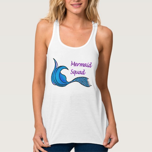 Camiseta Con Tirantes Escuadrón de sirenas con cola de sirena azul (Anverso)