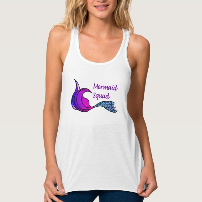Camiseta Con Tirantes Escuadrón de sirenas con cola de sirena rosa, azul (Anverso)
