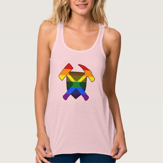 Camiseta Con Tirantes Escudo de martillo de rock del geólogo - Bandera d (Anverso)