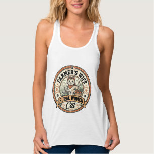 Camiseta Con Tirantes Esposa del granjero Mujeres rurales Gato Esposa de