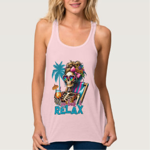 Camiseta Con Tirantes Esqueleto de Guay beis arte verbal verano