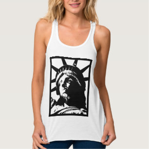 Camiseta Con Tirantes Estatua de la Libertad del Pop blanco y negro