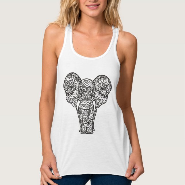 Camiseta Con Tirantes Estilo decorativo del elefante (Anverso)