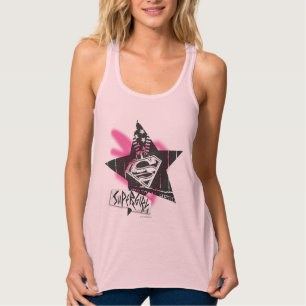 Camiseta Con Tirantes Estrella rosada de la pintura de aerosol de