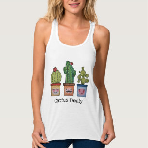 Camiseta Con Tirantes Familia Cute Cactus En Acuarela