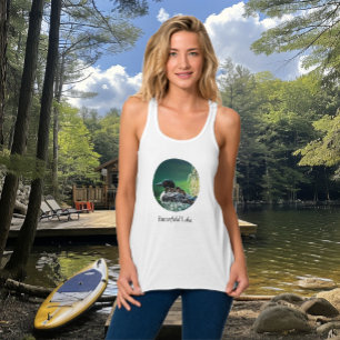 Camiseta Con Tirantes Familia de somormujos blancos del lago Butterfield