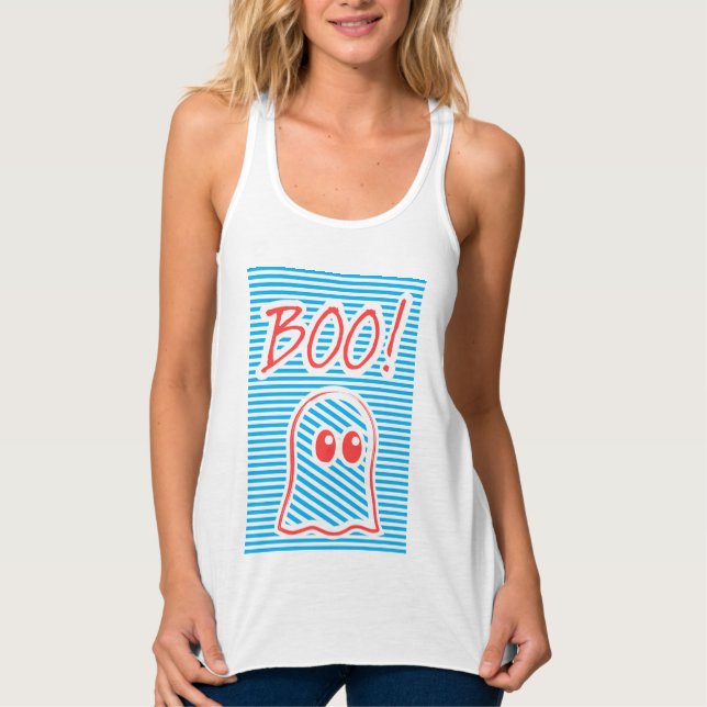 Camiseta Con Tirantes Fantasma, Boo!, divertido, lindo, (Anverso)