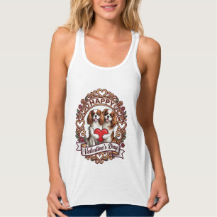 Camiseta Con Tirantes Feliz día de San Valentín Perro Corazón Rojo Marco